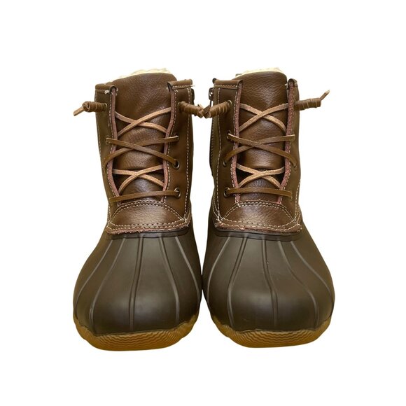 Serra Women’s Brown Leather Faux Fur-Lined Insulated Waterproof Duck Boots Sz 9 - Picture 2 of 11